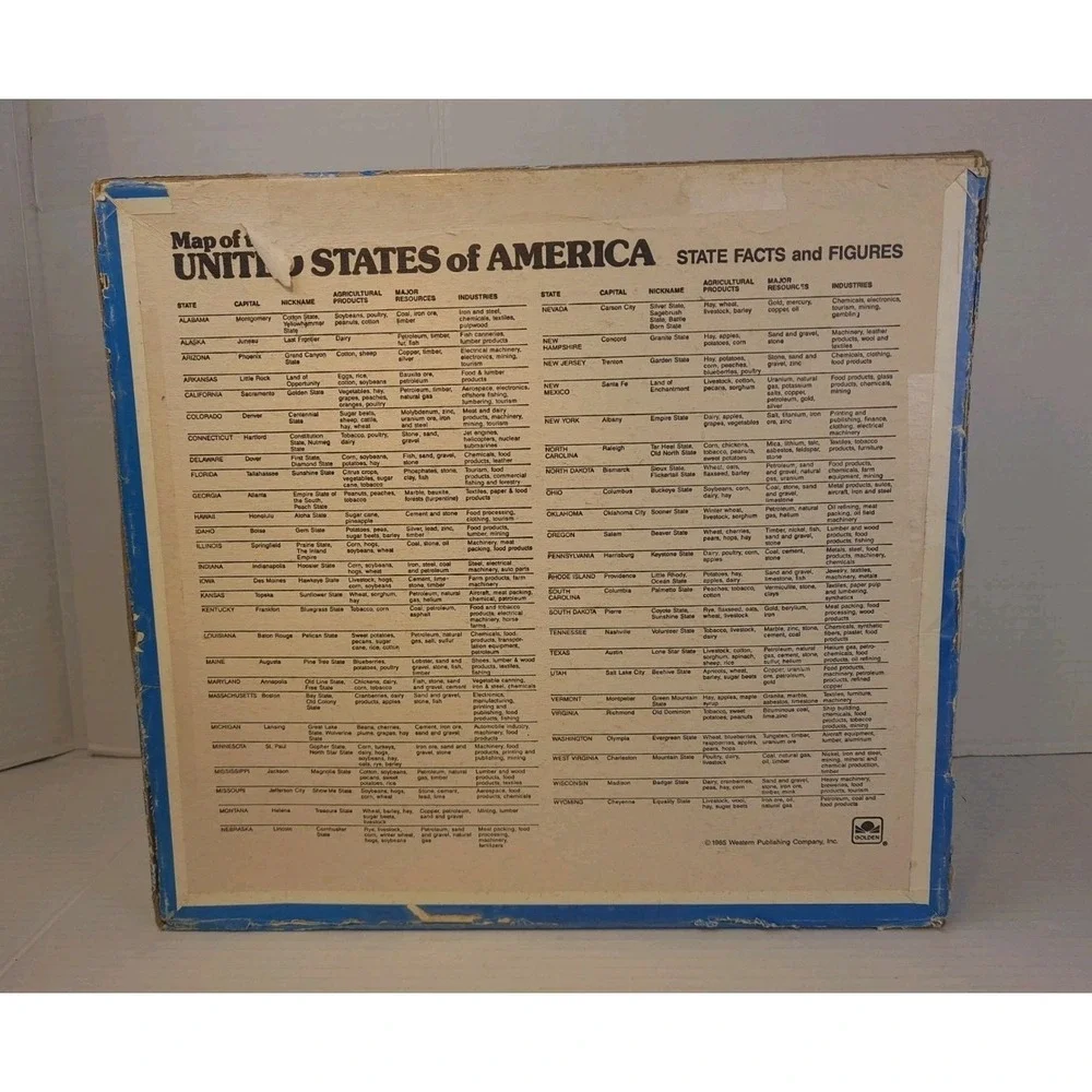 1985 Western Publishing Map Of The United States Of America 300 Pc Jigsaw Puzzle